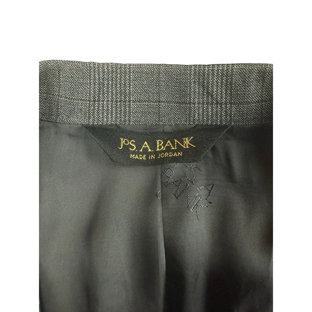 JOS. A. BANK 43L Gray Glen Plaid 100% Wool Suit Jacket Burgundy Windowpane